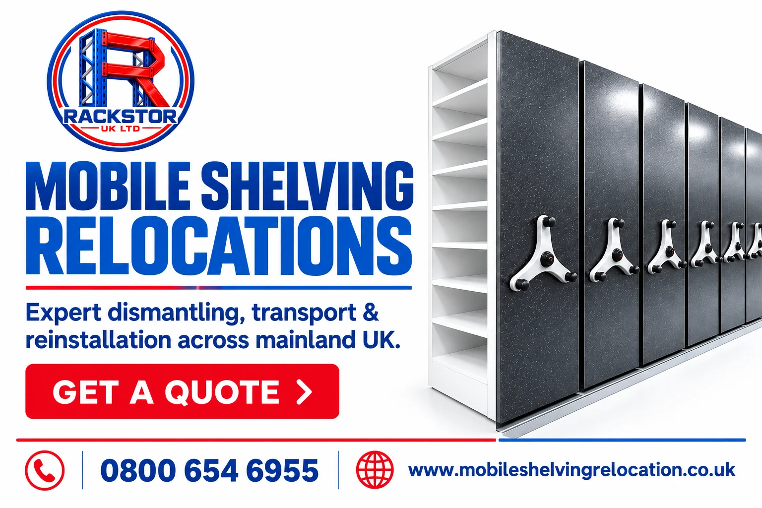 Mobile Shelving Relocations by Rackstor UK Ltd — expert dismantling, transport and reinstallation across mainland UK